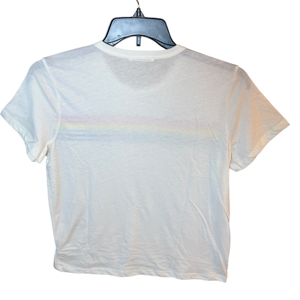 Marine Layer White Rainbow Stripe Graphic Cotton Blend Tee Women's XL - Picture 4 of 9